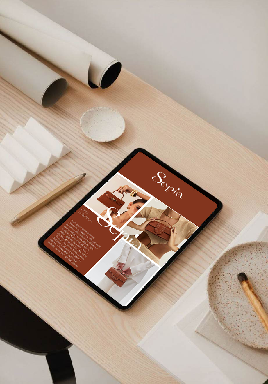 tablette mockup avec logo sepia pour site web imag 2